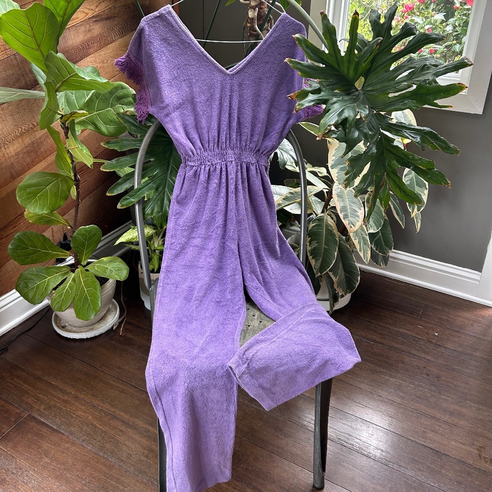 Vintage TerryCloth Purple Jumpsuit Size S/M